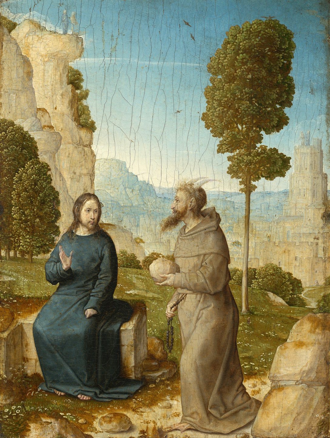Jesus being tempted by a horned Franciscan